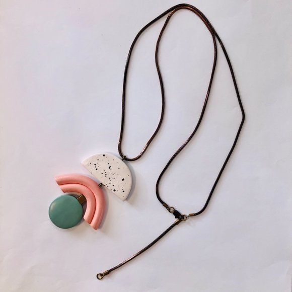 IEBIS Pink & Green Speckle Polymer Clay Necklace - Picture 5 of 11